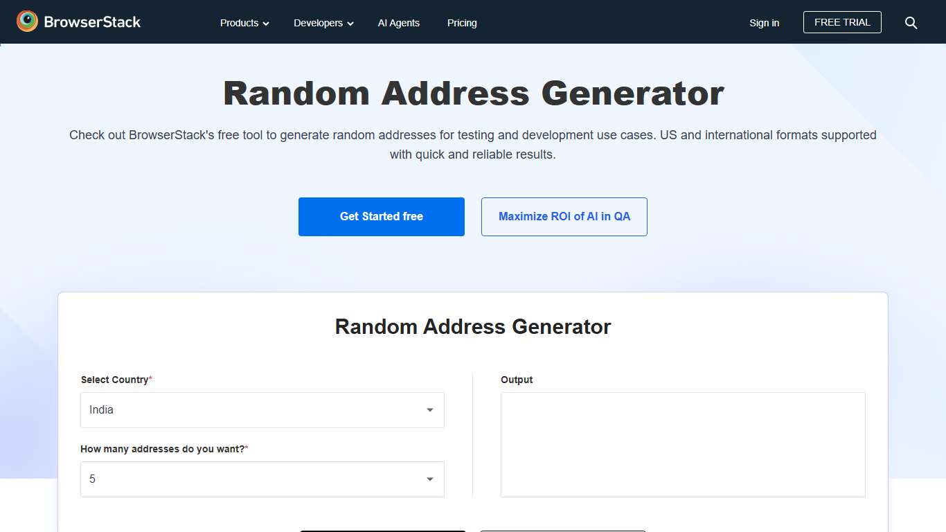 Random Address Generator | BrowserStack